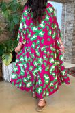 Riven Tiered Maxi Dress Raspberry